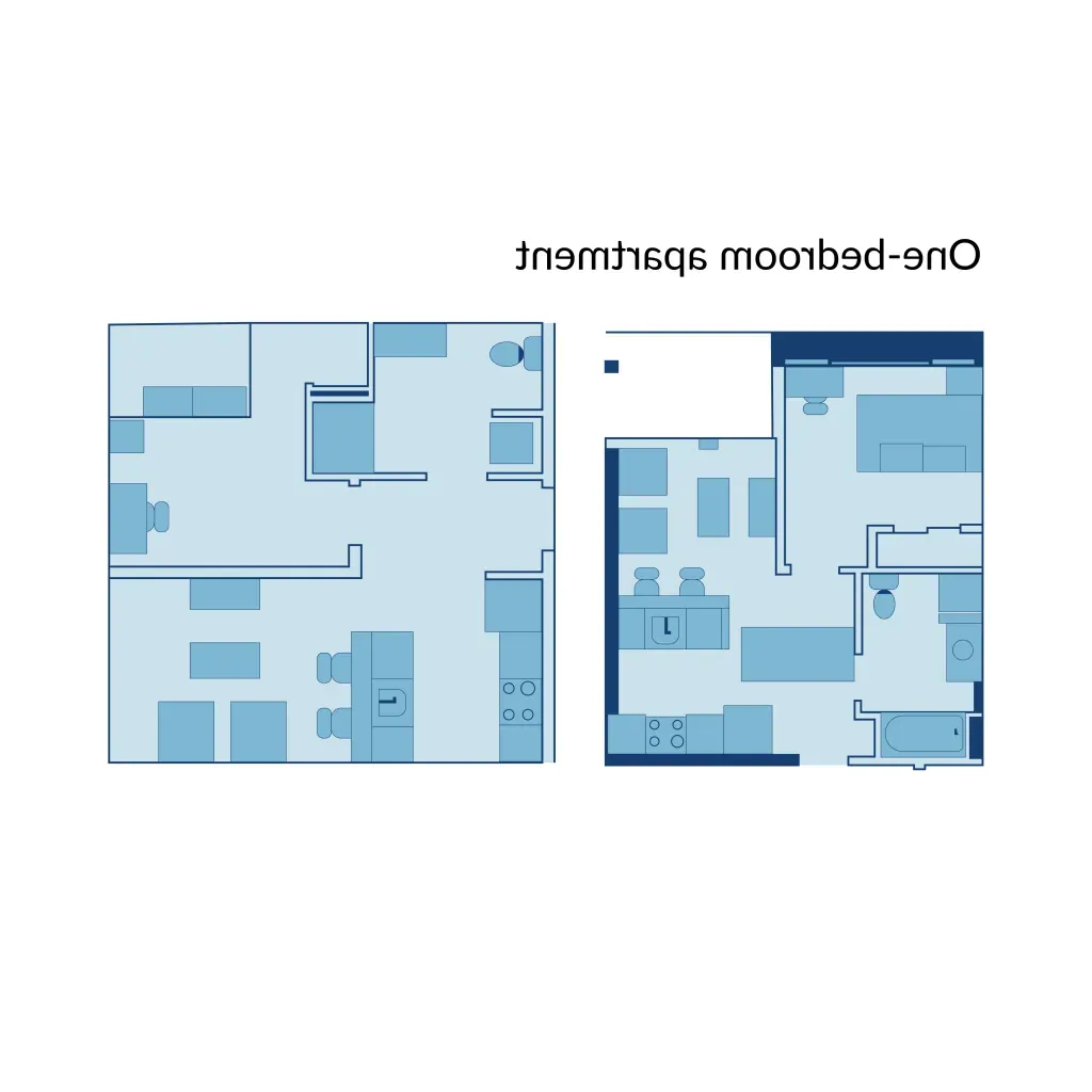 A floor plan of a one-bedroom apartment at Seavey Terraces